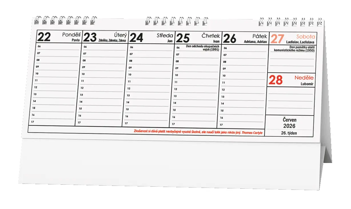 Stolní kalendář 2026 Pracovní kalendář CITÁTY I