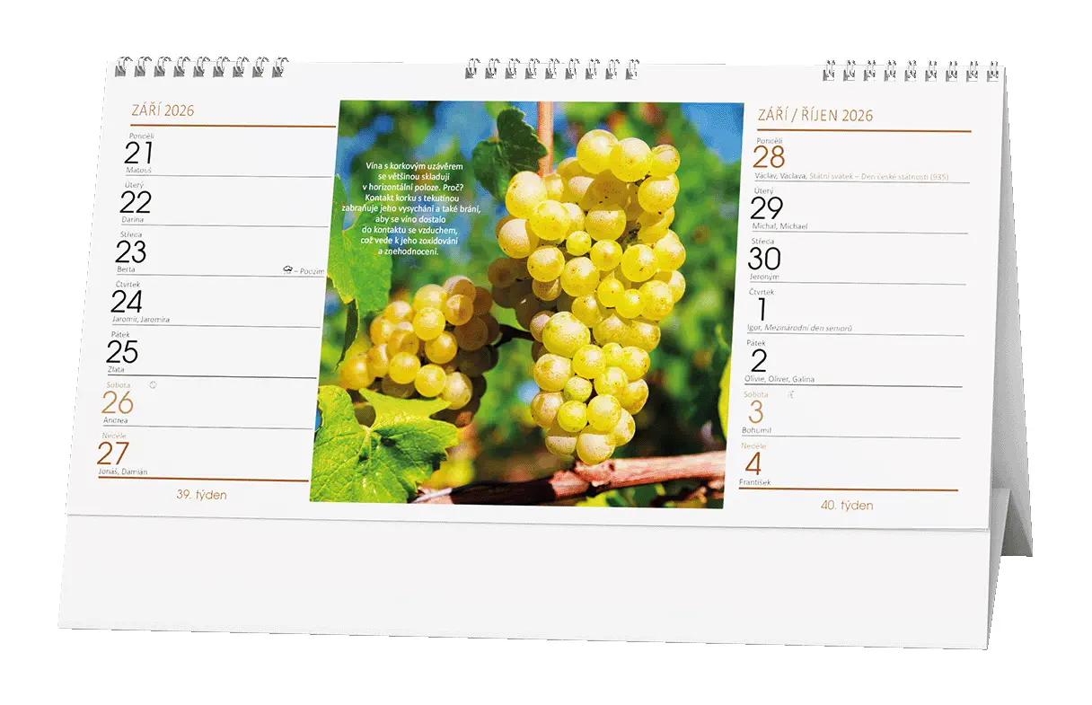 Stolní kalendář 2026 Víno