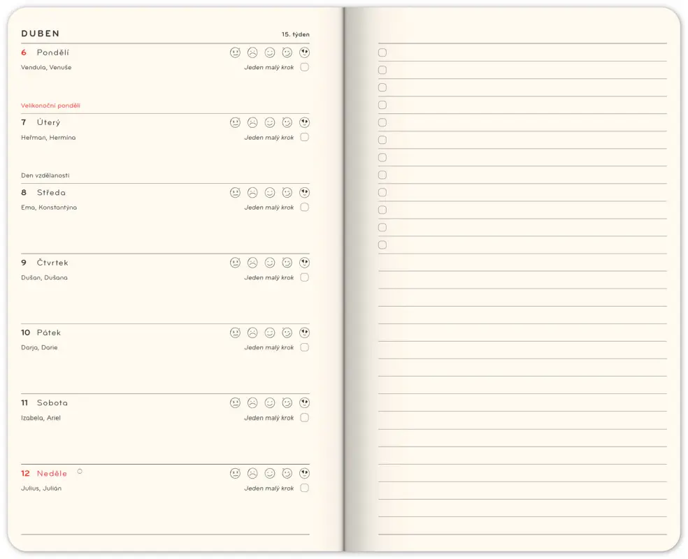 NOTIQUE Týdenní Laskavý diář 2026, 13 x 21 cm