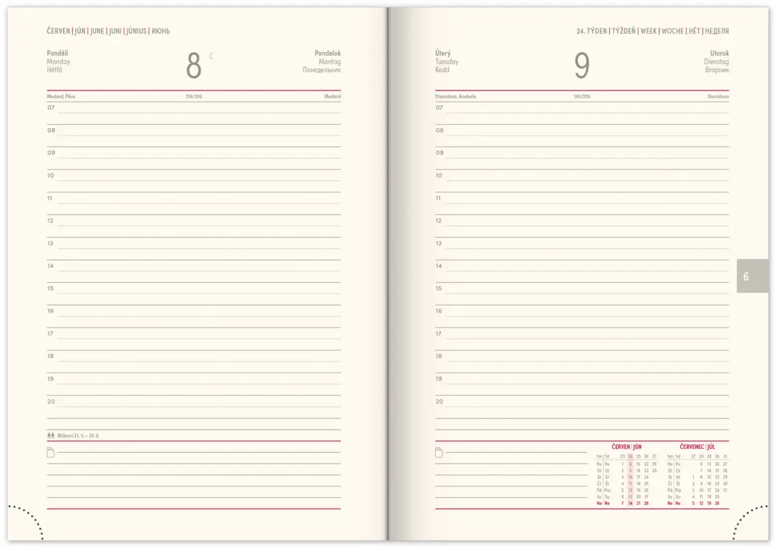 NOTIQUE Denní diář Rivoli 2026, růžový, 15 x 21 cm