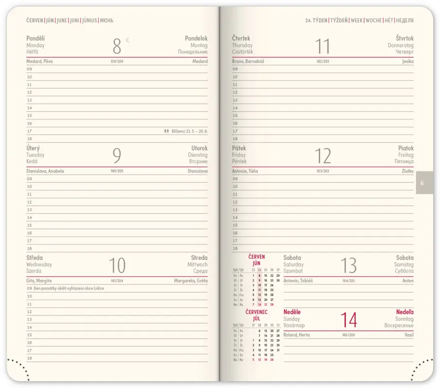 NOTIQUE Kapesní diář Rivoli 2026, žlutozelený, 9 x 15,5 cm