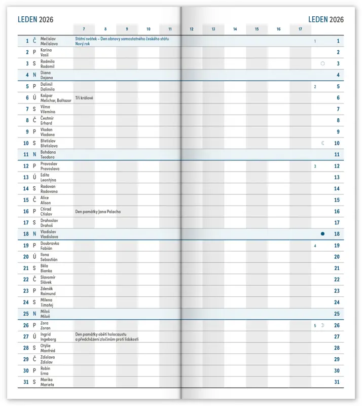 NOTIQUE Kapesní diář Alfons Mucha 2026, plánovací měsíční, 8 x 18 cm