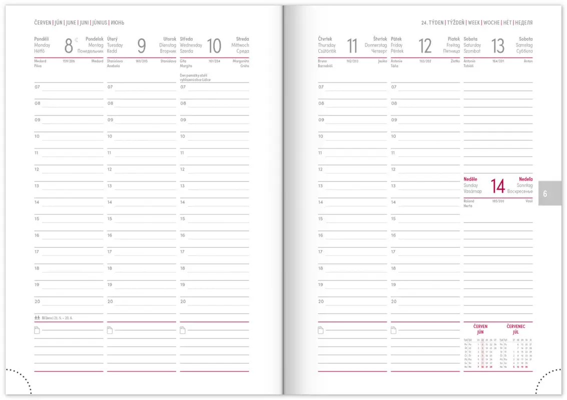 NOTIQUE Týdenní diář Balakon 2026, bordó, 15 x 21 cm