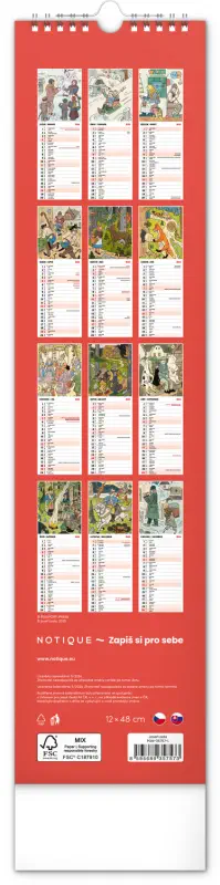 NOTIQUE Nástěnný kalendář Josef Lada 2026, 12 x 48 cm
