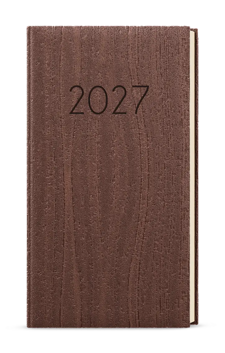 Diář 2027 Týdenní diář - Jakub - Wood - kapesní - hnědá