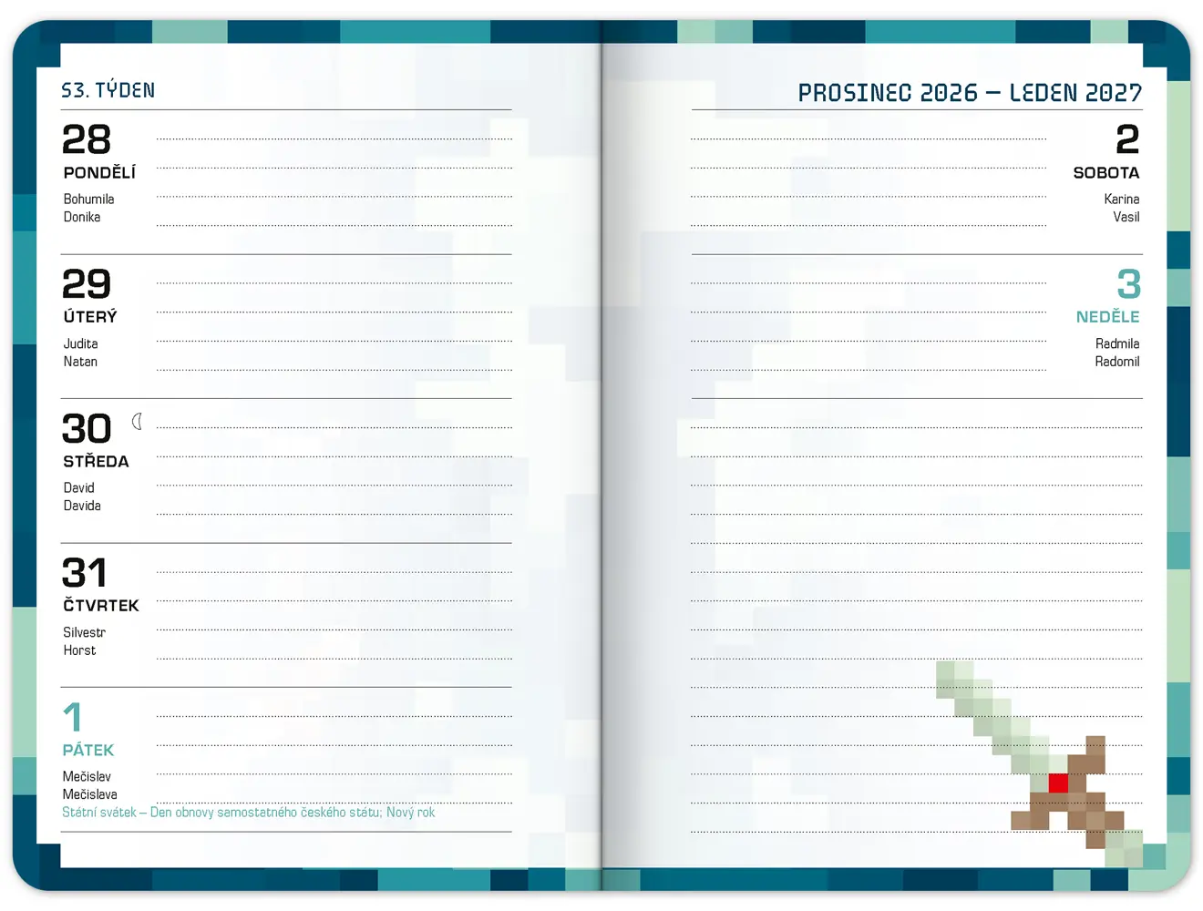 NOTIQUE Školní diář Gamer (září 2026 – prosinec 2027), 9,8 x 14,5 cm