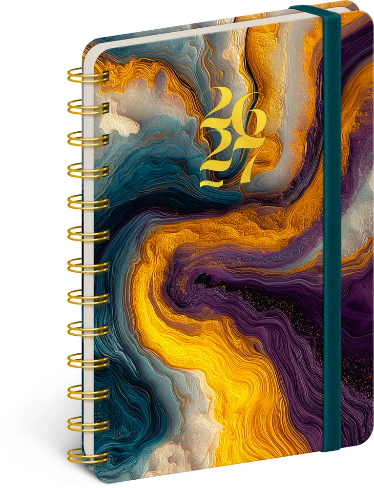 NOTIQUE Spirálový 18měsíční diář Petito – Barevný achát 2026/2027, 13 x 18 cm