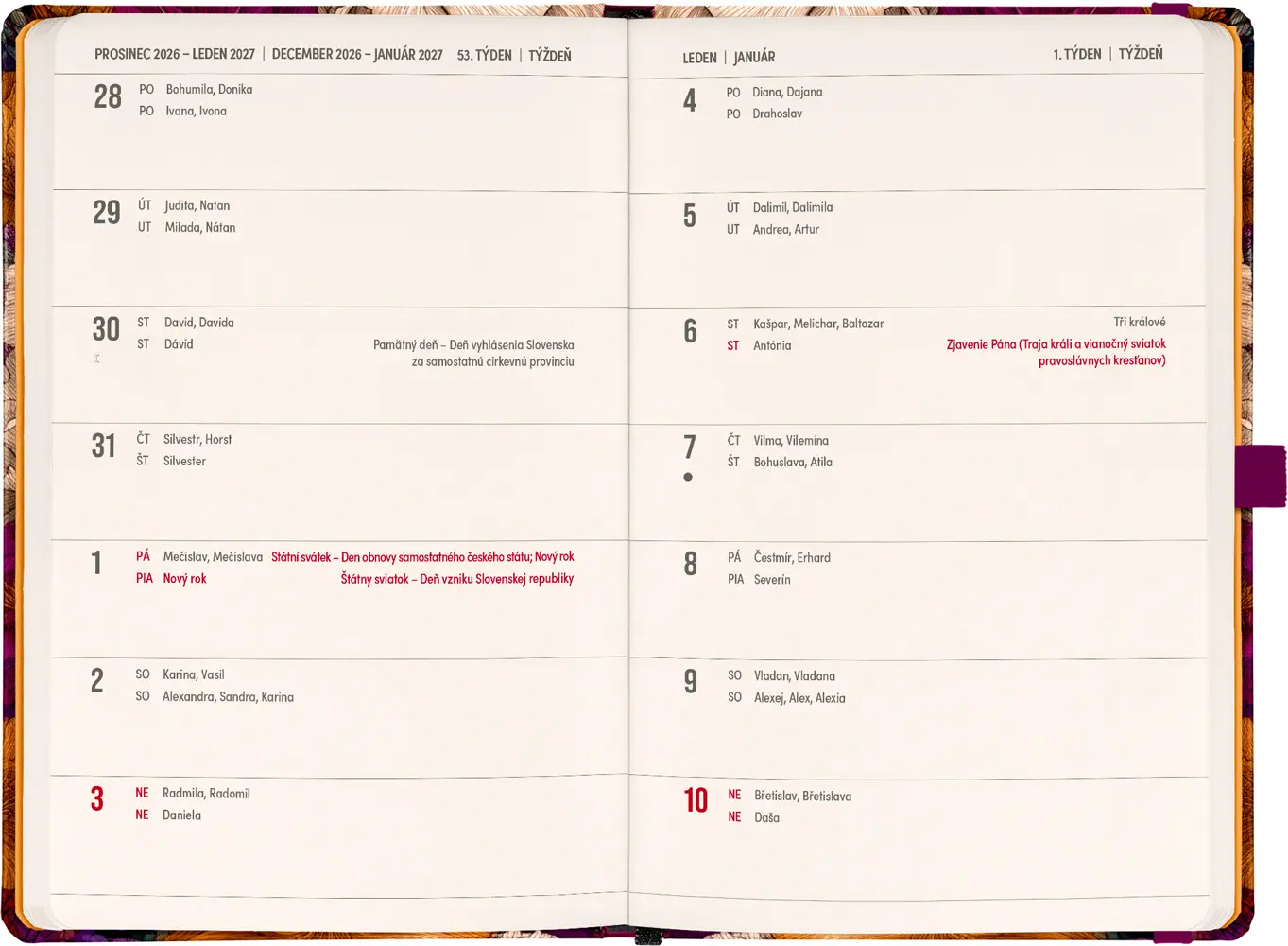 NOTIQUE Planbook diář/notes Vintage květy 2027, 13 x 21 cm