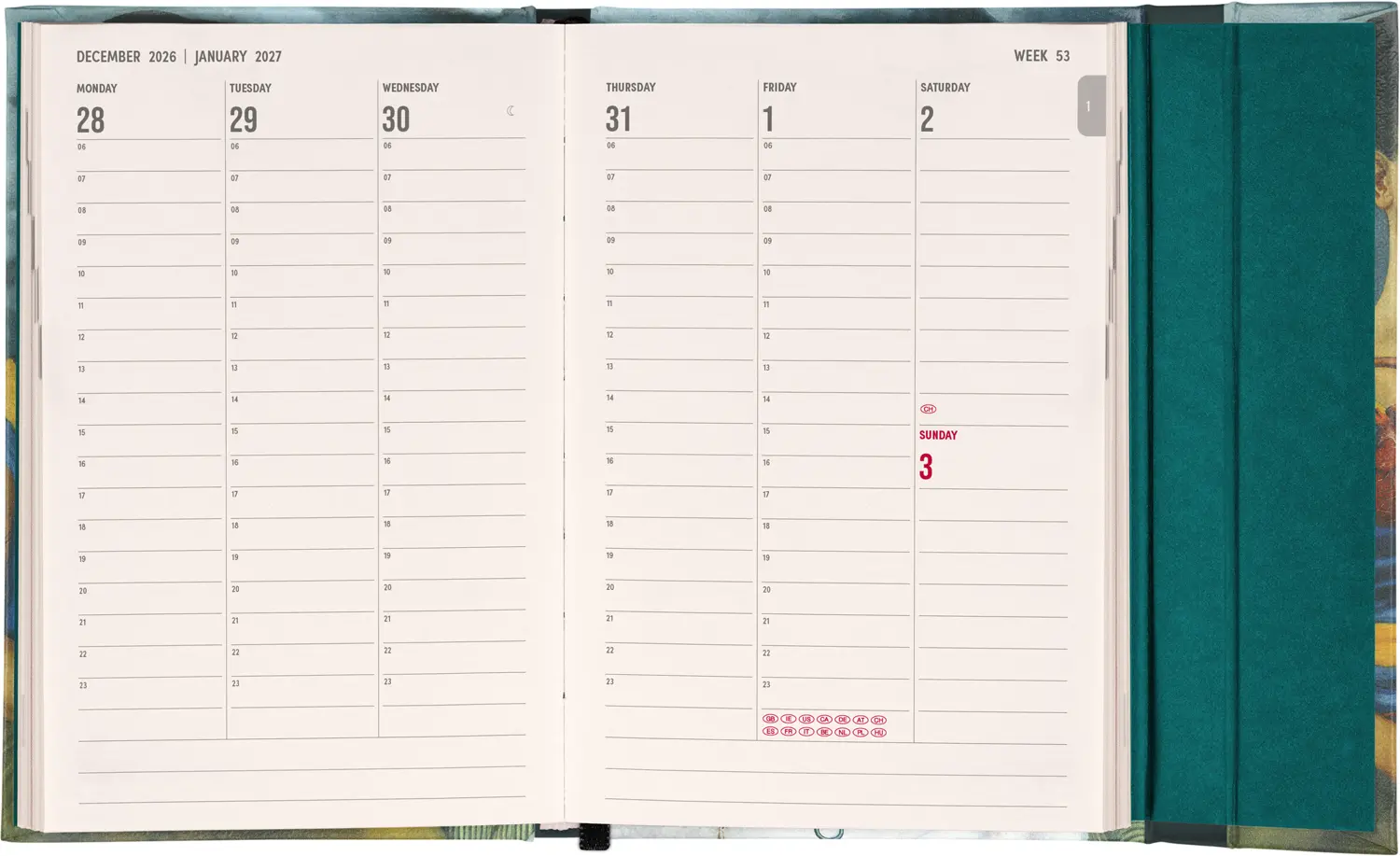 NOTIQUE Magnetic weekly planner Frida Kahlo 2027, 11 x 16 cm