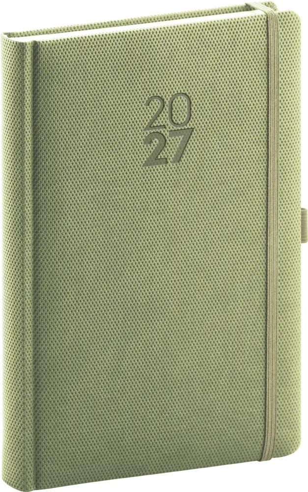 NOTIQUE Denní diář Diamante 2027, olivový, 15 x 21 cm