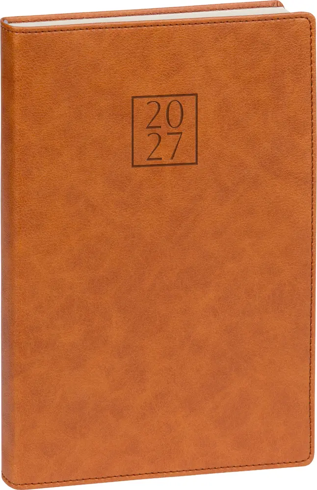 NOTIQUE Denní diář Prestigio 2027, hnědý, 15 x 21 cm