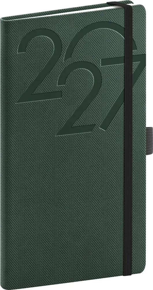 NOTIQUE Kapesní diář Ajax 2027, zelený, 9 x 15,5 cm