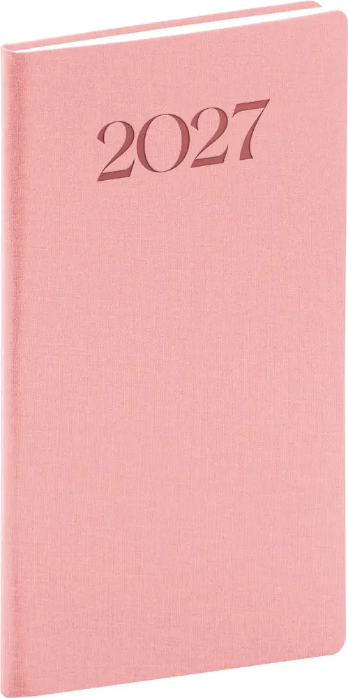 NOTIQUE Kapesní diář Biella 2027, růžový, 9 x 15,5 cm