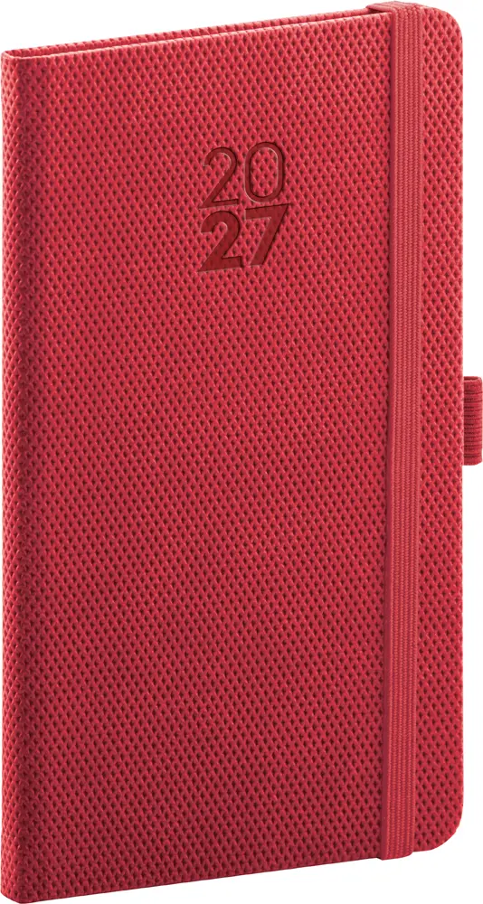 NOTIQUE Kapesní diář Diamante 2027, červený, 9 x 15,5 cm