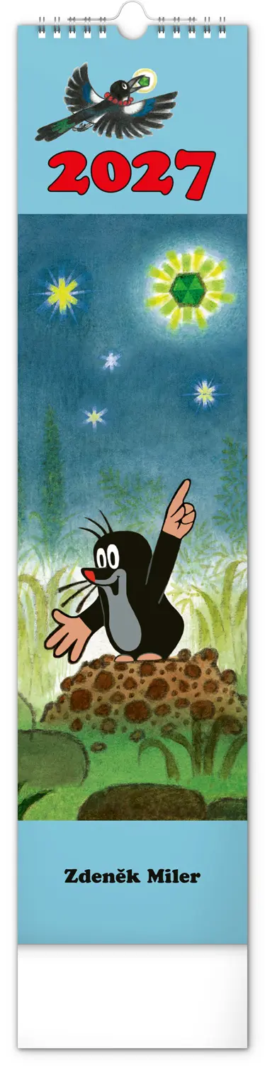 NOTIQUE Nástěnný kalendář Krteček – Krtko 2027, 12 x 48 cm