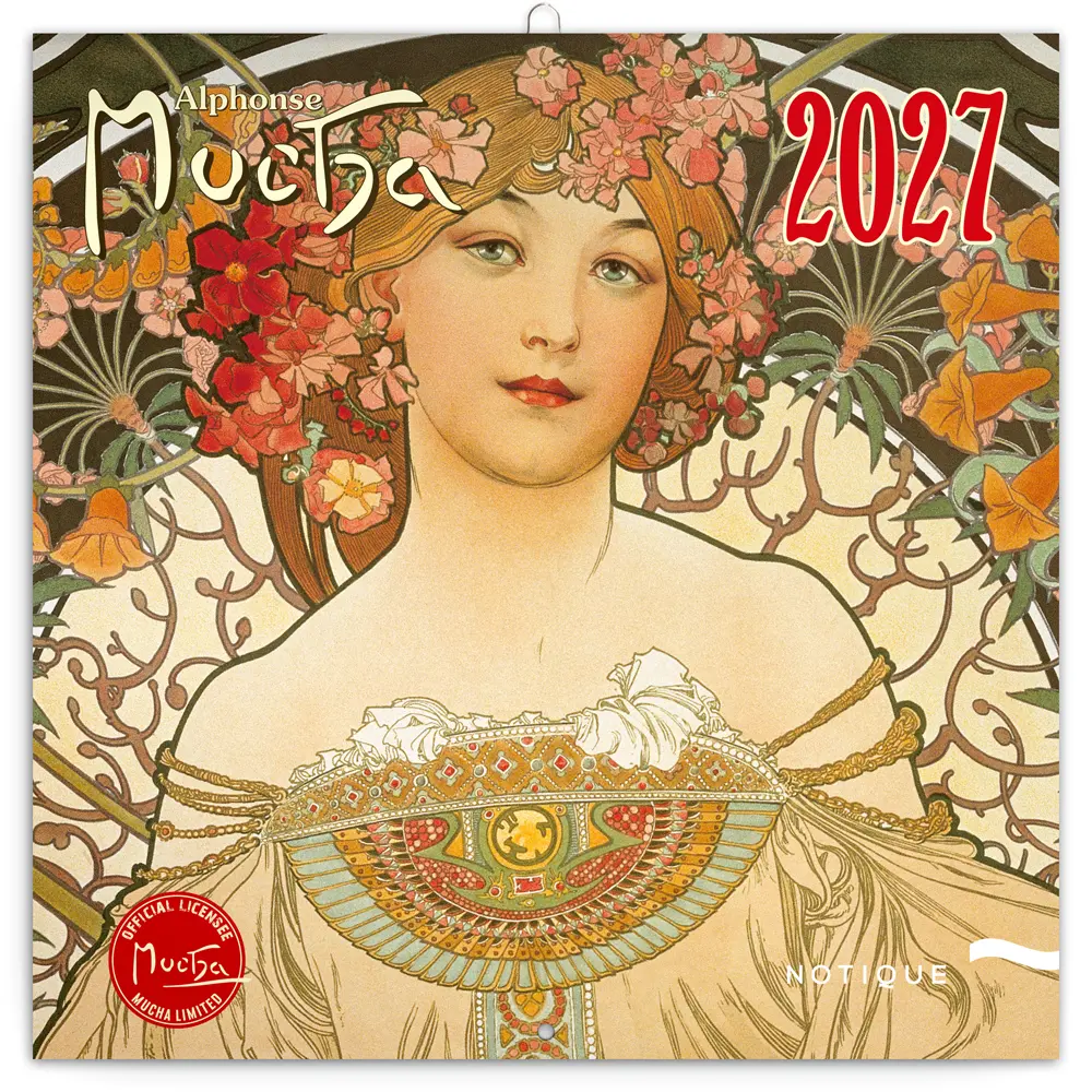 NOTIQUE Poznámkový kalendář Alfons Mucha 2027, 30 x 30 cm