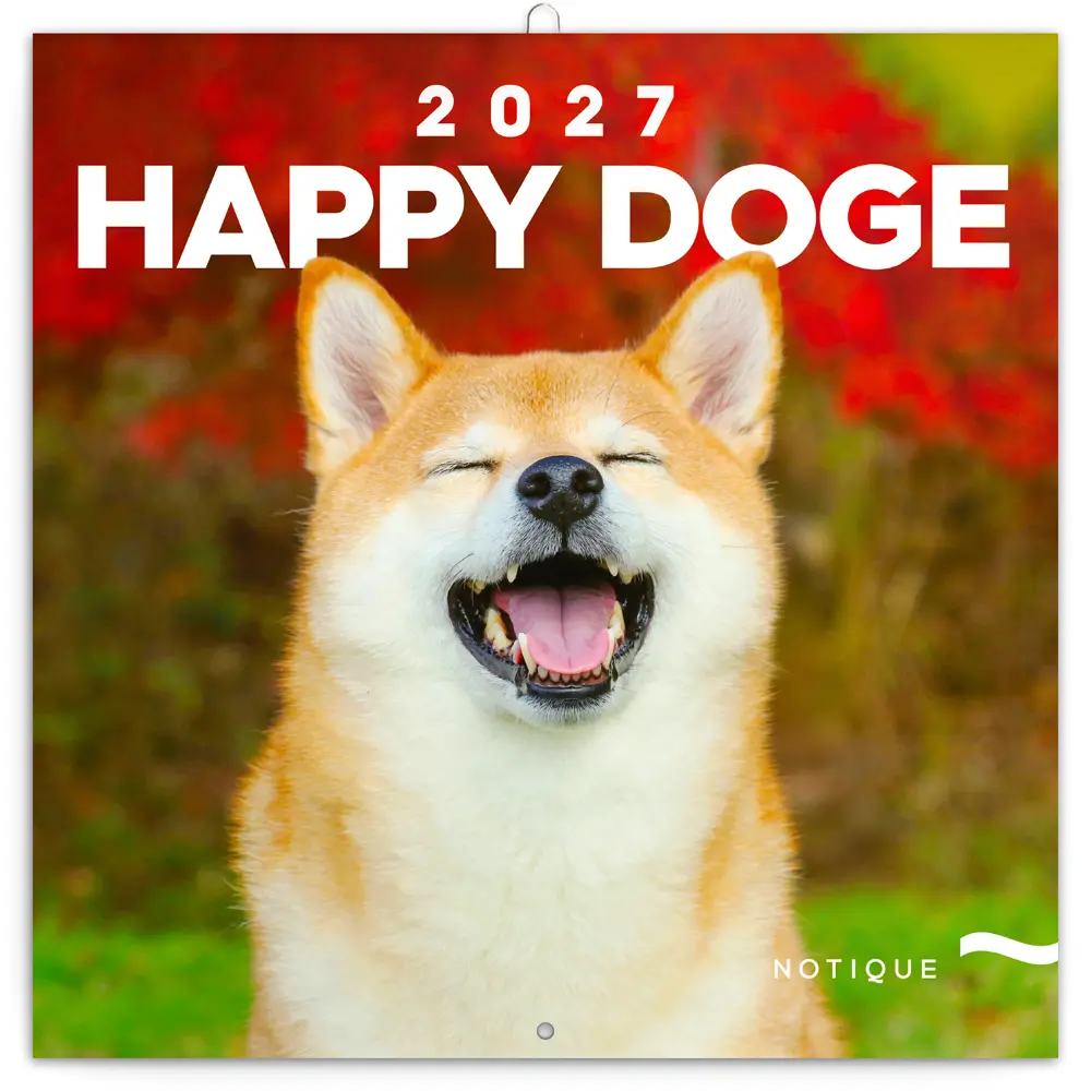 NOTIQUE Grid calendar Happy Doge 2027, 30 x 30 cm
