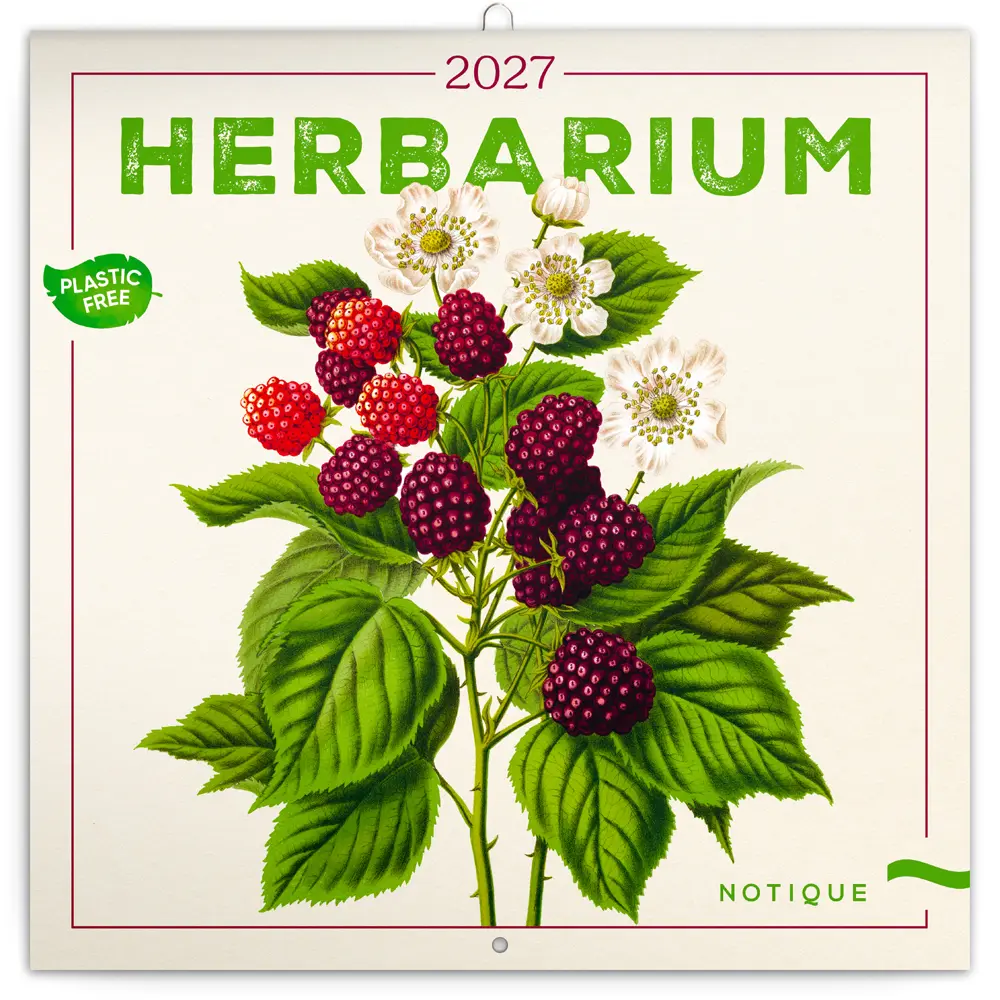 NOTIQUE Poznámkový kalendář Herbář 2027, PLASTIC FREE, 30 x 30 cm