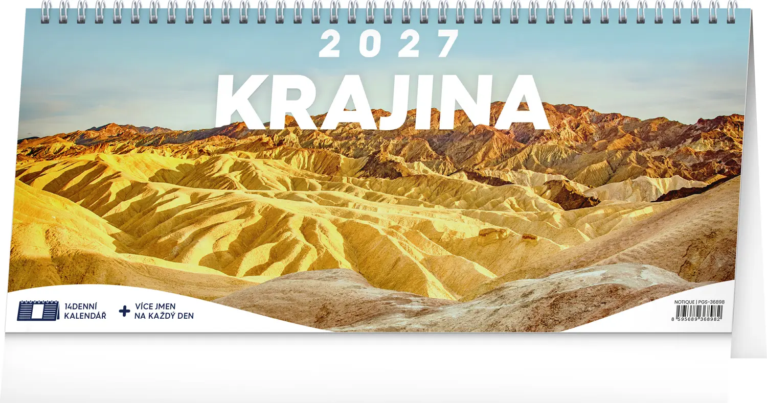 NOTIQUE Stolní kalendář Krajina 2027 – 14denní, 33 x 14,5 cm