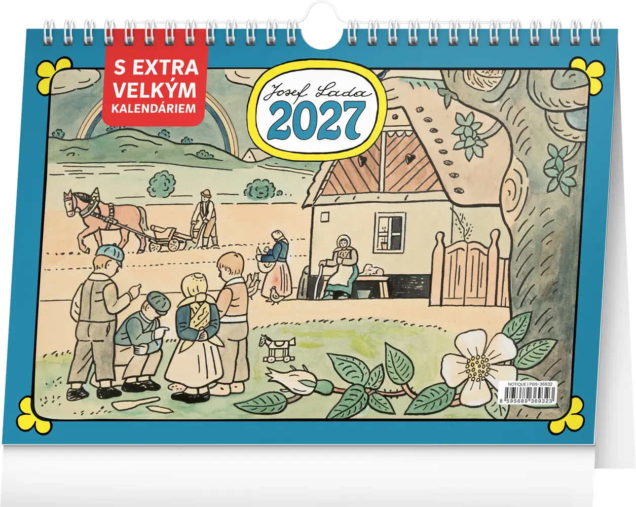 NOTIQUE Stolní kalendář Josef Lada s extra velkým kalendáriem 2027, 30 x 21 cm