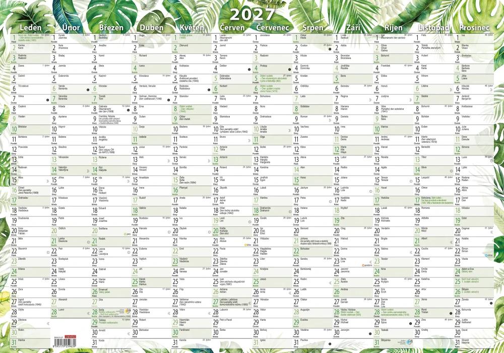 Nástěnný kalendář 2027 Nástěnný roční kalendář (600x420 mm) - Listy