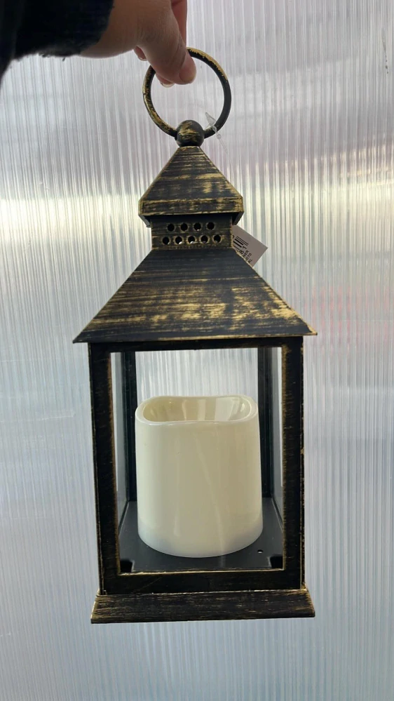 Plastová lampa s led svíci 10.5x26cm