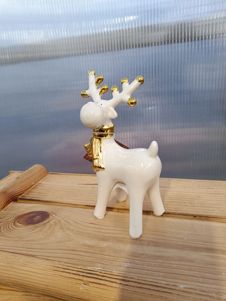 Keramická figurka - sob bílo-zlatý- 17cm