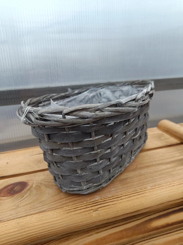 Proutěný květináč šedý 28x16x12cm