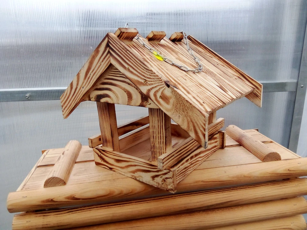Dřevěná ptačí budka - krmítko 26cm