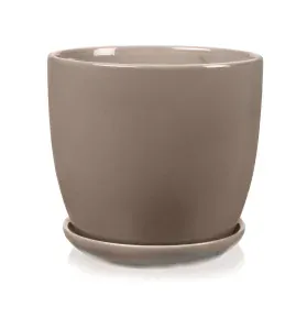 Květináč s miskou béžový 12cm