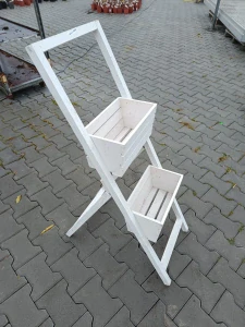 Dřevěný stojan na dva truhlíky bílý  36x61x104cm