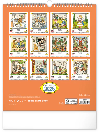 Nástěnný kalendář Josef Lada – Říkadla 2026, 30 x 34 cm