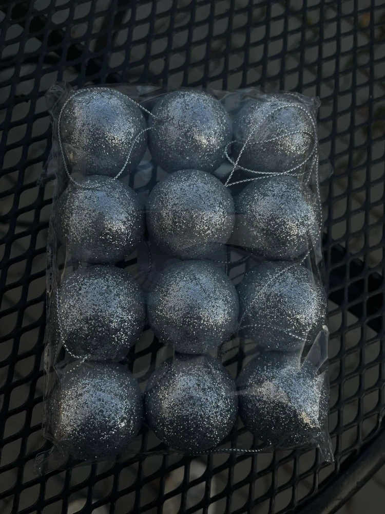 Vánoční dekorace - Koule - stříbrné 12ks