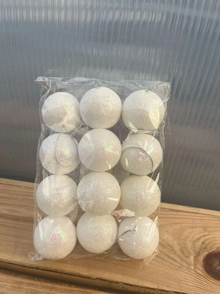 Vánoční dekorace - Koule - bílé 12ks