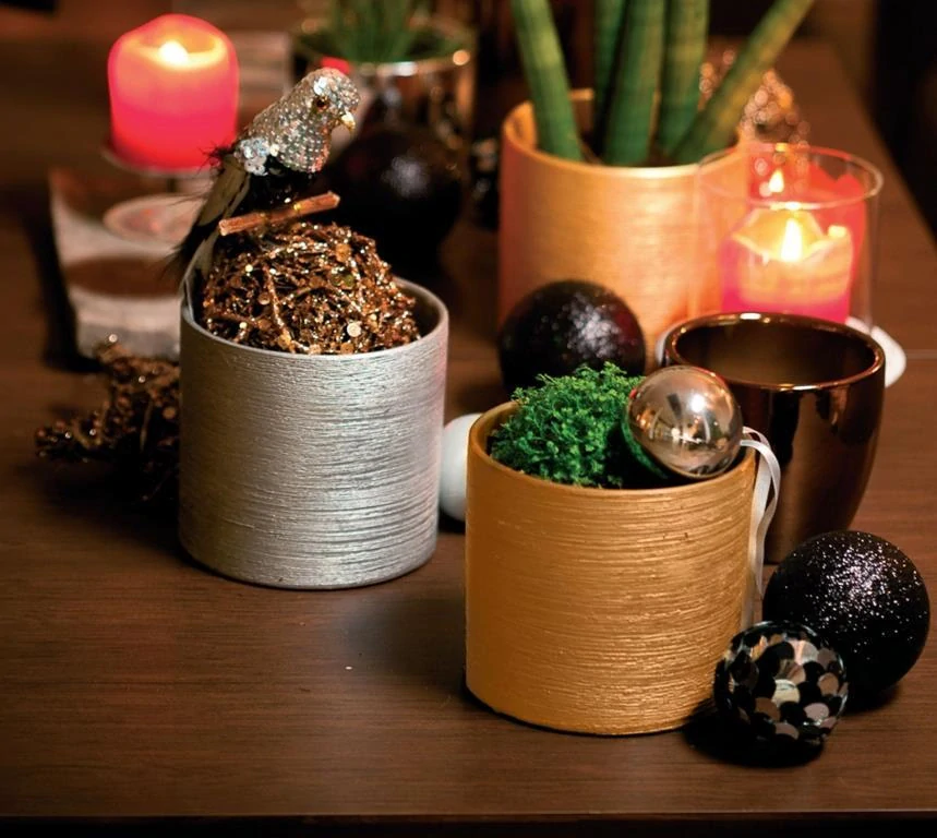 Květináč keramický - zlatý 14cm