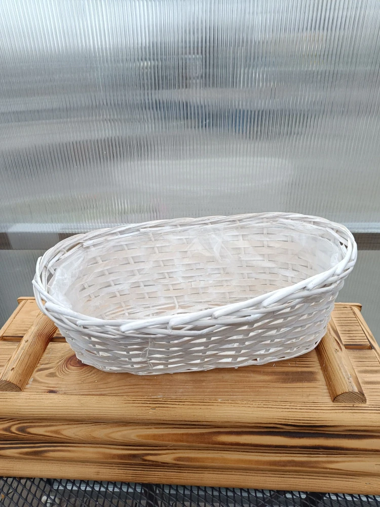 Proutěný květináč bílý 40x24x15cm