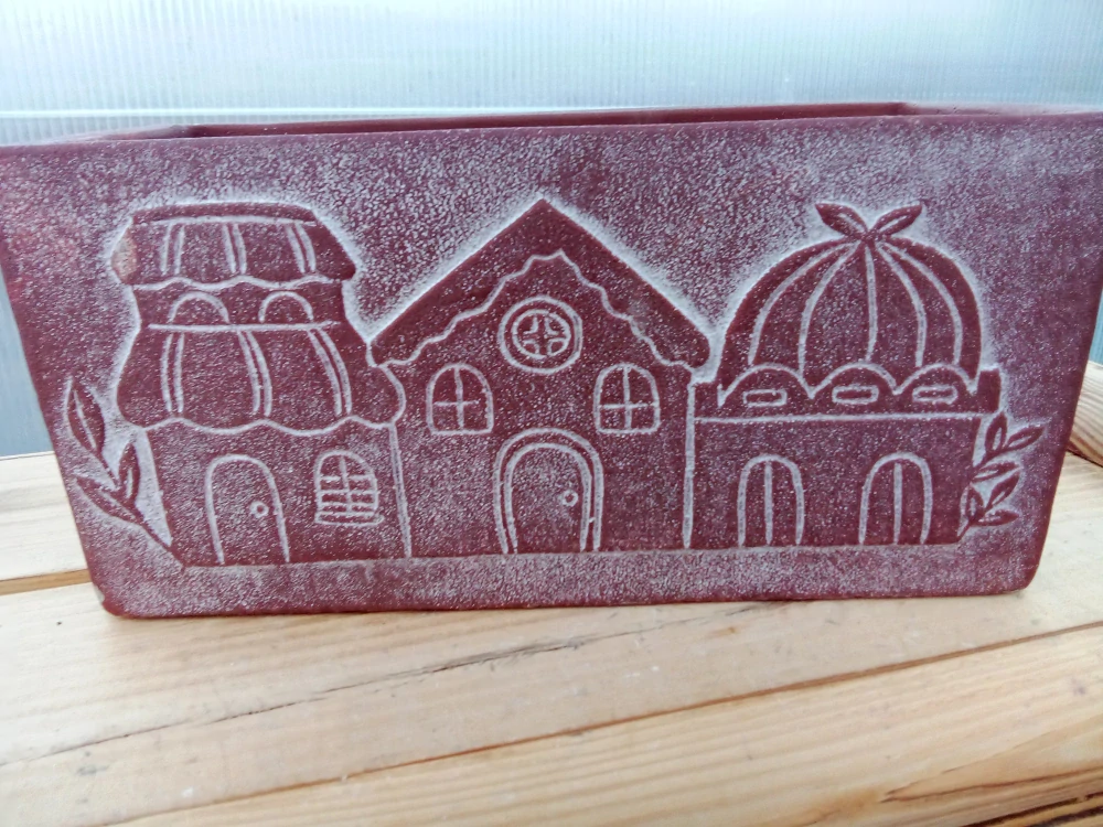 Keramický květináč s vánočním motivem červený 22cm