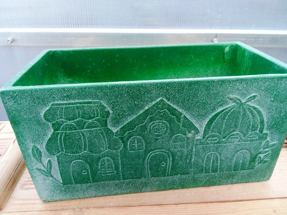 Keramický květináč s vánočním motivem zelený 22cm