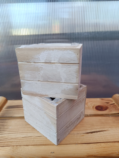 Dřevěný dekorační truhlík - bílý čtverec 12x12cm