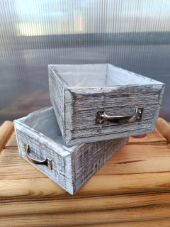 Dřevěný dekorační truhlík - šuplík bílý 20x15cm