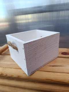 Dřevěný dekorační truhlík - šuplík bílý 14x16cm
