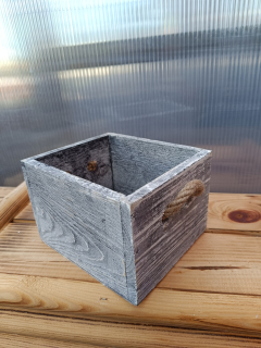 Dřevěný dekorační truhlík - šuplík šedý 14x16cm