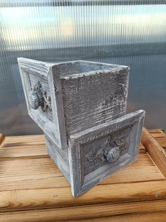 Dřevěný dekorační truhlík - šuplík šedý 17x15cm