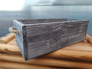 Dřevěný dekorační truhlík - šuplík šedý 32x14cm