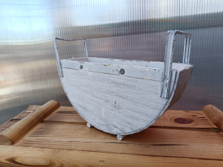 Dřevěná dekorační kolébka bílá 27x9cm