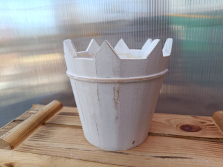 Dřevěná dekorační miska bílá hrot 18cm