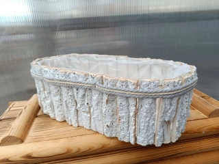 Dřevěný dekorační truhlík Kůra bílý juta 37x19cm