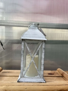 Plastová lampa 14x30cm umělý plamen - bílá