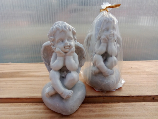 Andělíček - sádrová figurka v.8cm šedá