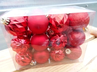 Vánoční dekorace - Koule mix Red - 3,5cm - 24ks/bal